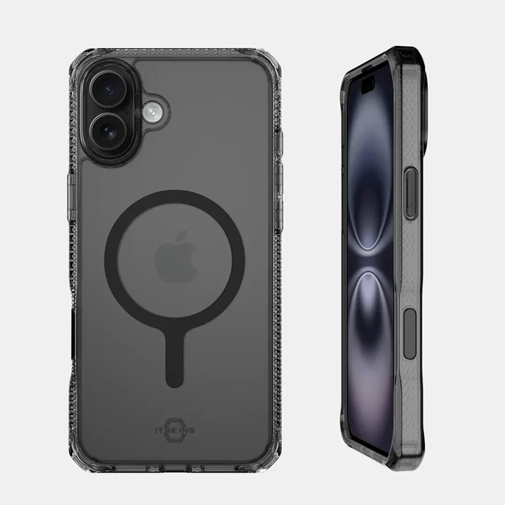 iPhone 16 Itskins Hybrid Vapor Touch Magsafe Case - Smoke - Tashqila iPhone 16 Itskins Hybrid Vapor Touch Magsafe Case - Smoke - Tashqila